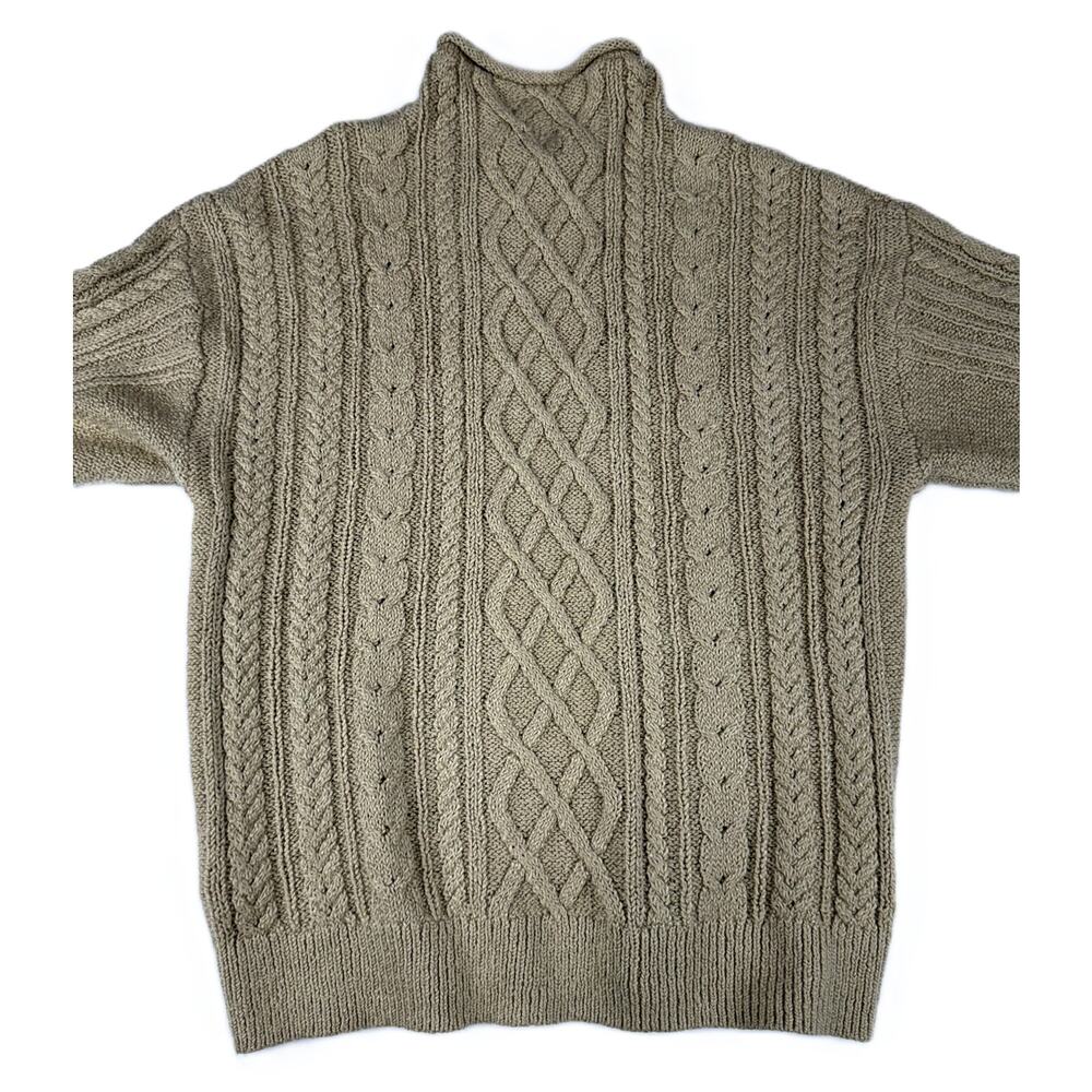 J. Crew Women’s Mock neck Cable Knit Sweater Cotton Blend Cashew Size M - Picture 2 of 11